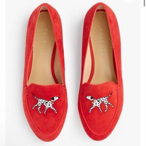 Talbots Ryan Novelty Loafers Embroidered Dalmatian Dog Red Suede Shoes 7M EUC